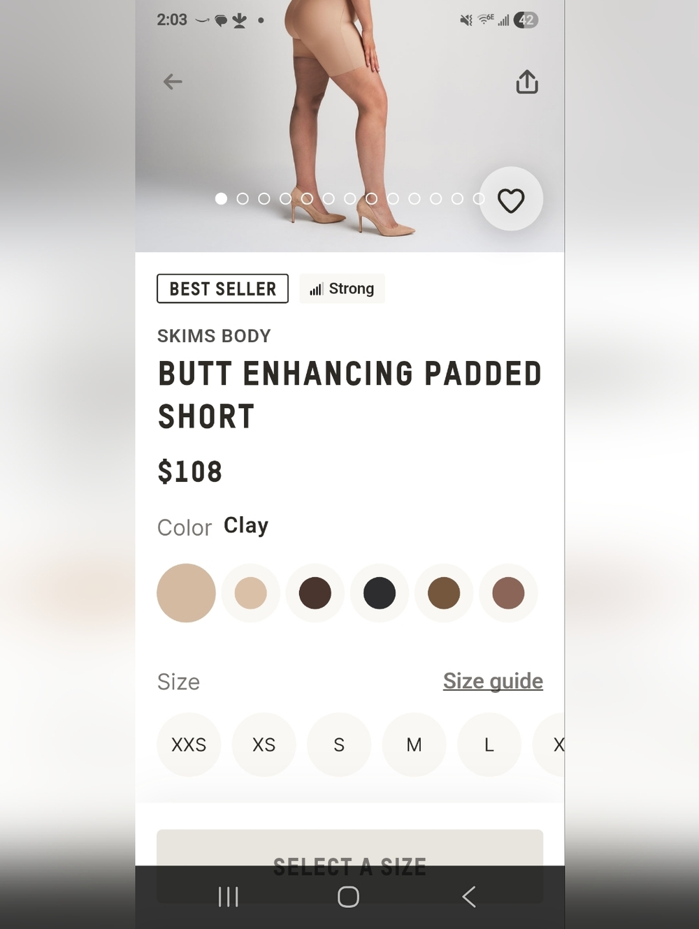 SKIMS Body Butt Enhancing Padded Shapewear Short - Clay - Small